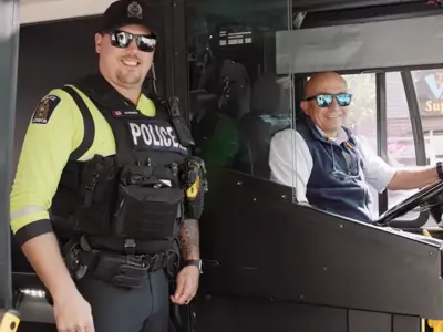 LPS Officer and LTC Driver on LTC bus