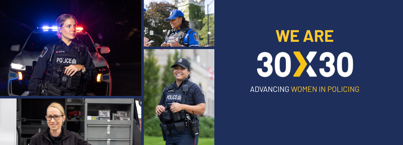 Photo collage of 4 female officers in varying roles within LPS